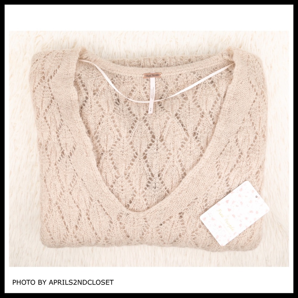 FREE PEOPLE BOHO PULLOVER V-NECK TUNIC SWEATER A2C - Picture 12 of 16
